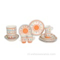 Oranje kleur Handgeschilderde servies